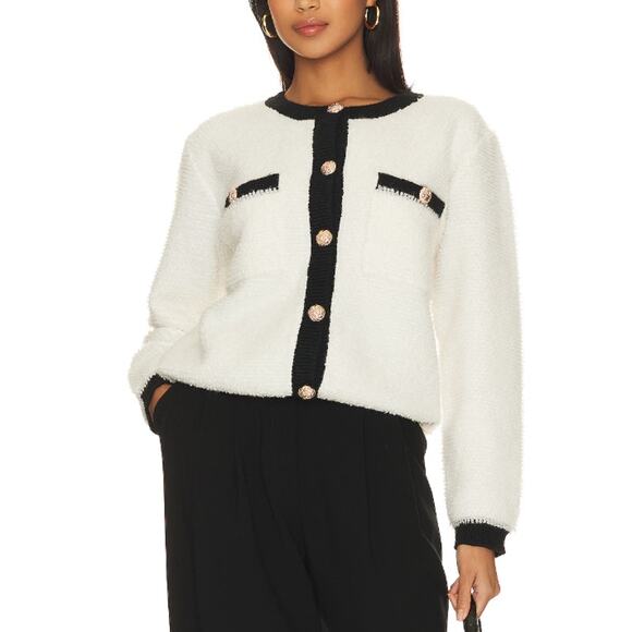 Line & Dot 'Bon' White Gold Button Sweater Size S - NWT - Picture 1 of 4